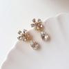 Grimel Water Drop Drop Earrings Flower Cubic Women's Slit