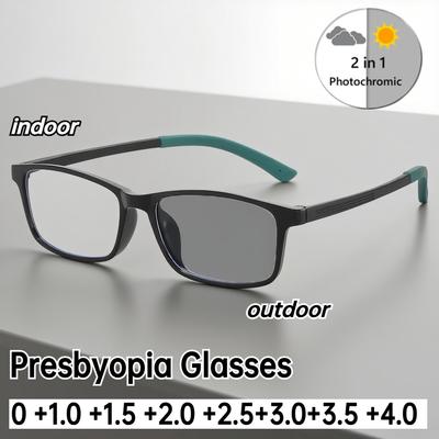 Unisex Fashion Ultra-Light Photochromic Presbyopia Glasses Anti-Blue Light Reading Glasses Outdoor Sports Sun Glasses