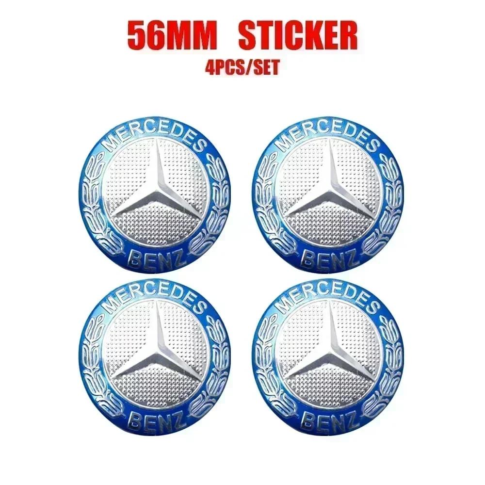 4Pcs 56mm Car Logo Wheel Hub Cap Stickers Aluminium Accessories For Mercedes Benz Amg W205 W211 W204 W212 W213 W203 W176 W221 CK1