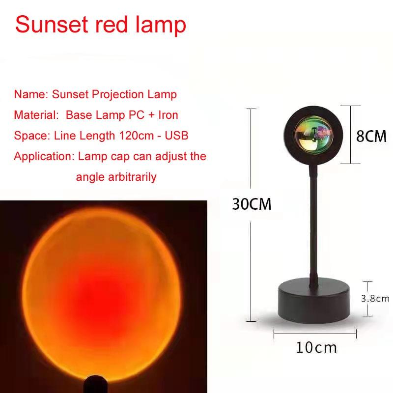 USB Sunset Rainbow Projector Atmosphere LED Night Light Home Coffee Shop Live Background Wall Decoration Projection Table Lamp