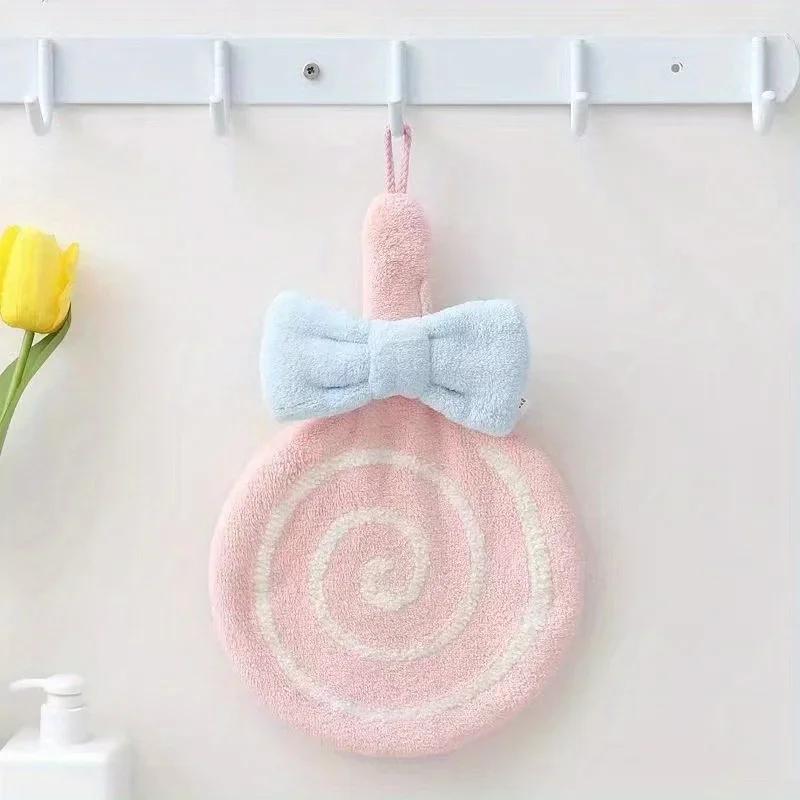 Lollipop Hand Towels Kitchen Washcloths Kids Washcloths Kitchen Dish Cloths Hanging Hand Towels Towel for Kids with Hanging Ring