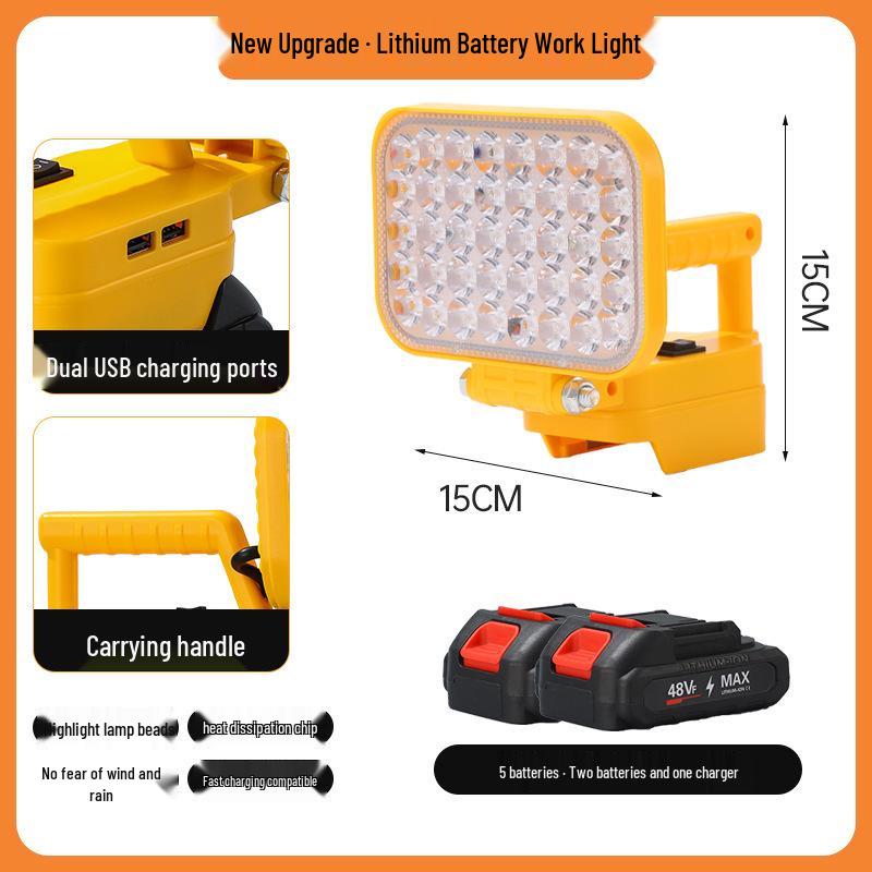 Portable Emergency Lithium Battery Floodlight for Camping, Construction, and Car Repairs