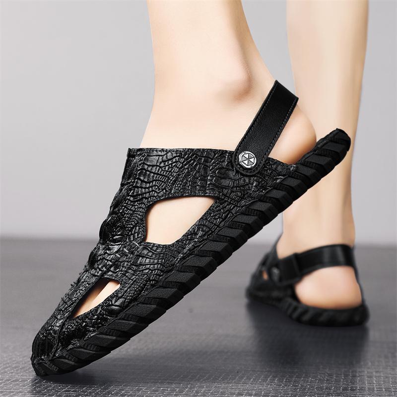 Outdoor Anti Slip and Wear-resistant Leather Sandal New Men Comfortable Dual-purpose Slipper Summer Man Trending Leather Sandals