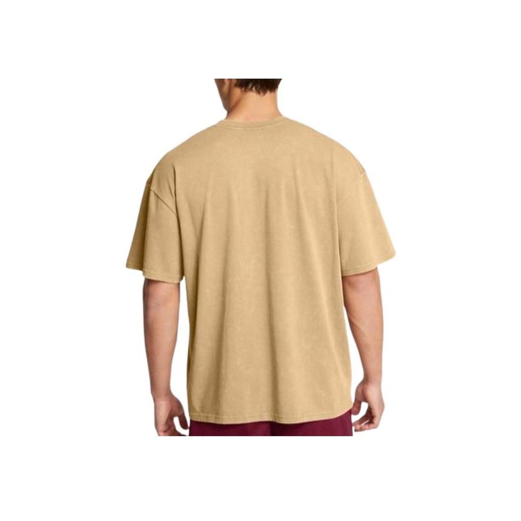 Under Armour Ua Logo Wash Solid Color Training Breathable Soft Short Sleeve T-Shirt Men Tops Camel-Brown 1389147-263