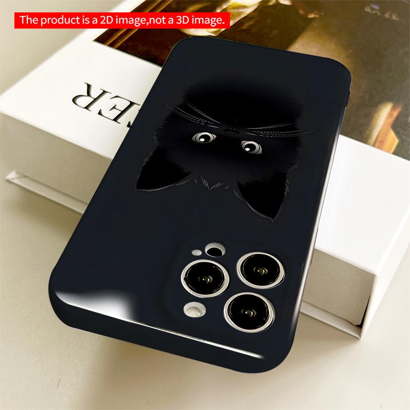 2DFlat Black Cat Eyes Phone Case All inclusive film hard iPhone case, compatible with iPhone 18 Pro Max 17 16 15 14 13 12 11