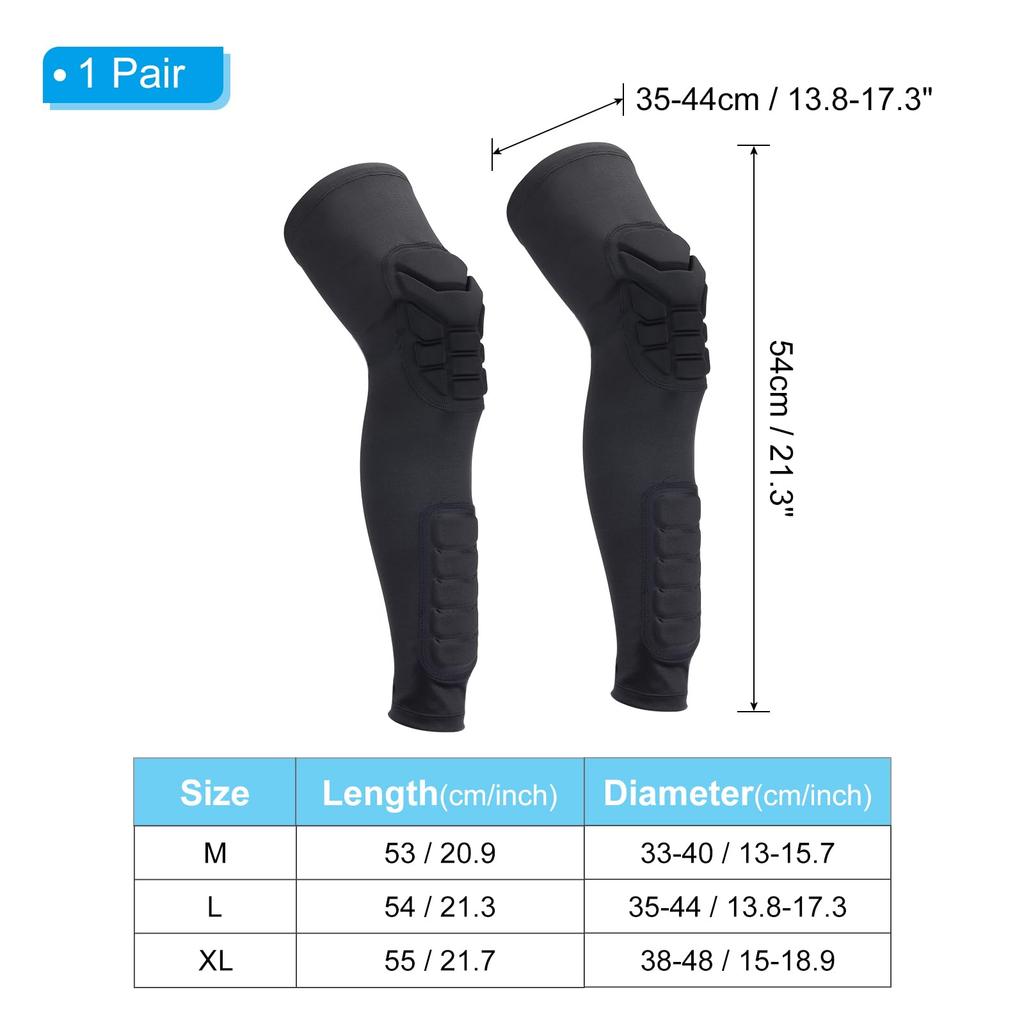 PATIKIL L Knee and Calf Knee Brace Compression Leg Protective Calf and Shin Guards for Youth and and Black Pads, 2-Pack Pads, Sleeves, Adults,