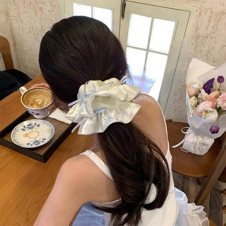 Ballet French White Skirt Bow Large Intestine Hair Band Female High Elastic Hair Tie Headband