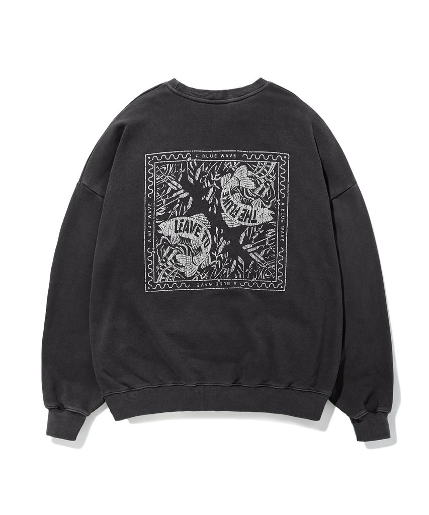 Peullukeu Blue Wave Pigment Sweatshirt Dark Gray Fmt757