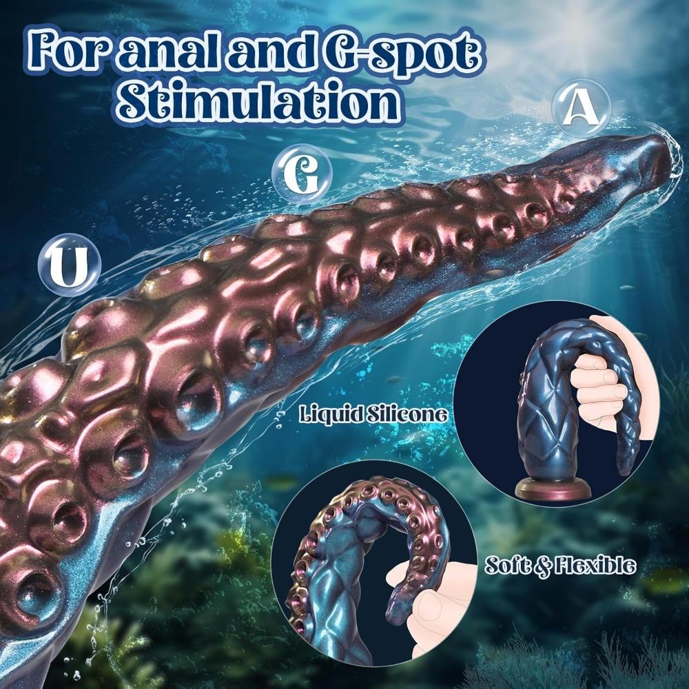 Realistic Tentacle Dildo 12.9" Silicone Anal Toy with Suction Cup - G-Spot & P-Spot Stimulator, Monster Dildo for Prostate Massage