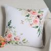 4 Pcs Double Sided Pink Rose Cushion Covers, Romantic Watercolor Floral Spring Throw Pillow Cases (No Inserts)