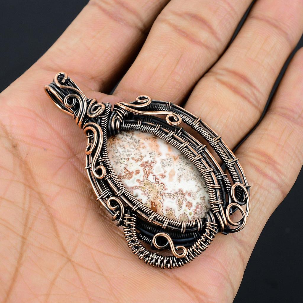Crazy Lace Agate Gemstone Pendant Handmade Jewelry, 999 Copper Wire Wrapped Pendant Sodalite Jewelry, Gift For Her Women Pendant Brand New Pendant