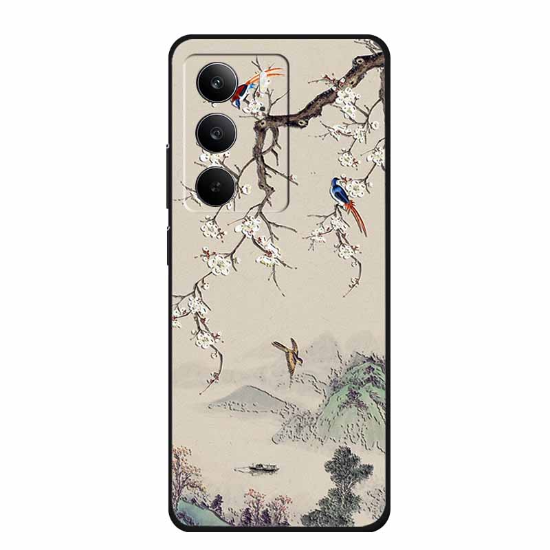 3D Emboss Case For Realme C75 4G 5G C75x V70 V70s 14x Realme C71 4G Case C 75 71 Coque Flower Black Silicone Soft Back Cover Bag