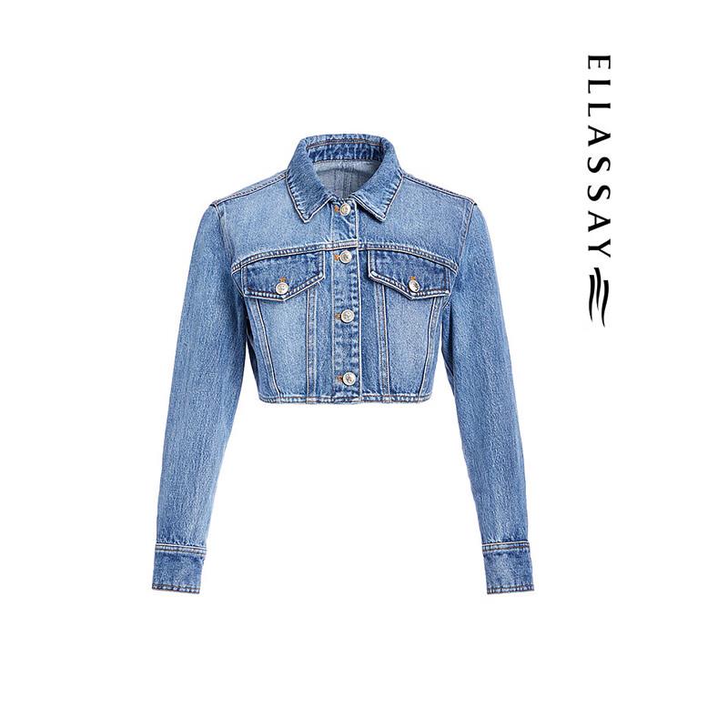 ELLASSAY Women's Short Cotton Denim Jacket