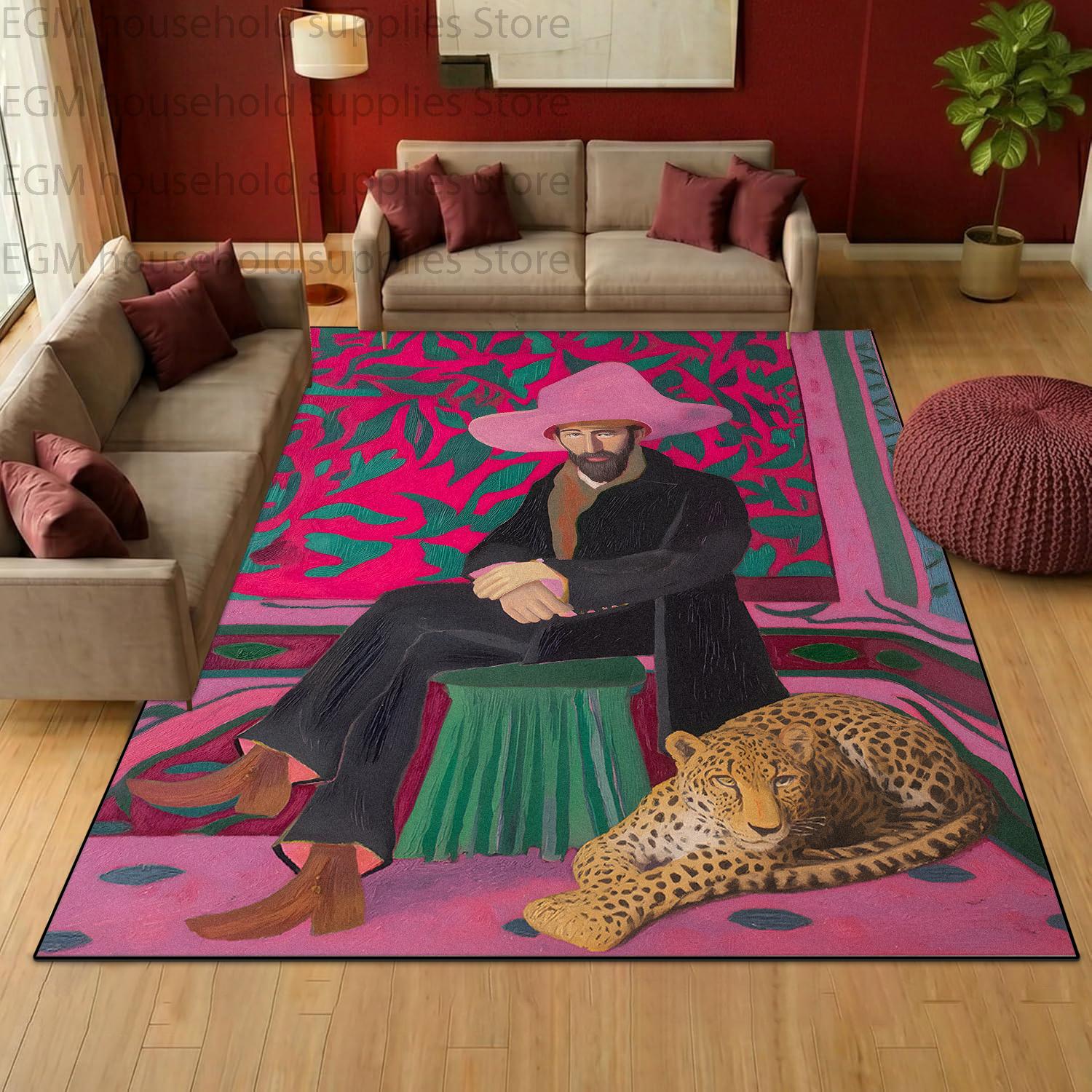 Pink Leopard Figure Floral Oil Painting