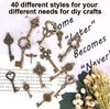 40 Vintage keys, 40 pairs of wings, 30 size crystal thread, wedding party decoration room pendant set