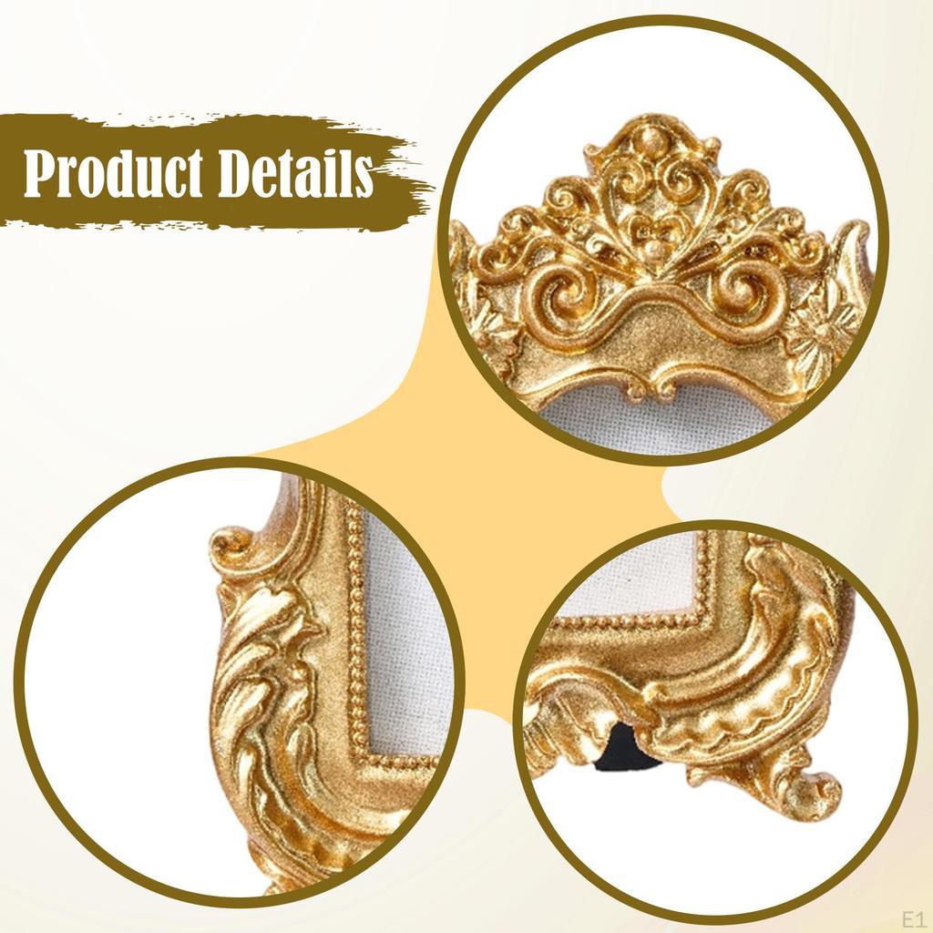 Baroque Photo Frame Gold Ornate Picture Carved Display Holder Retro Design for Shelf