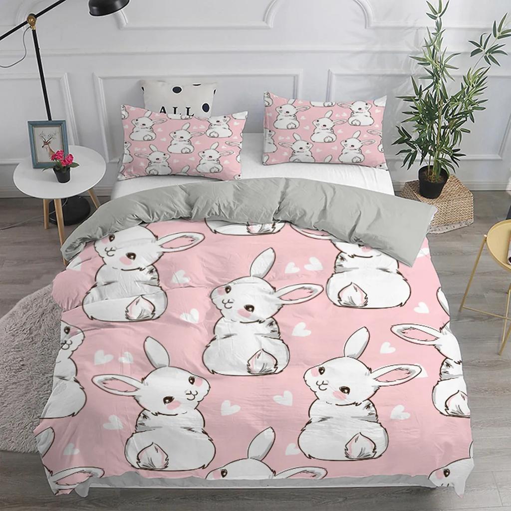 Comforter Cartoon Rabbit For Children Girl Boy Gift Bunny Polyester Cartoon Animals Theme For Bedroom Decorations