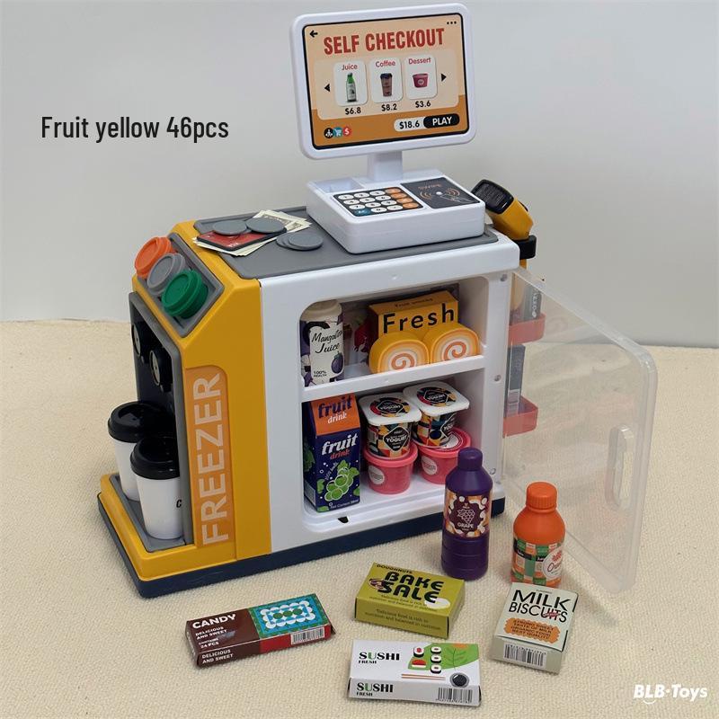 Children s Supermarket Play Set: Cash Register, Coffee Machine, Refrigerator – Educational Toy for Girls