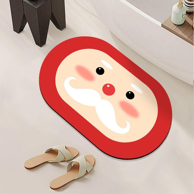 Christmas Cute Cartoon Bathroom Absorbent Floor Mat Non-slip and Erasable Atmosphere Soft Diatom Mud Bathroom Door Floor Mat