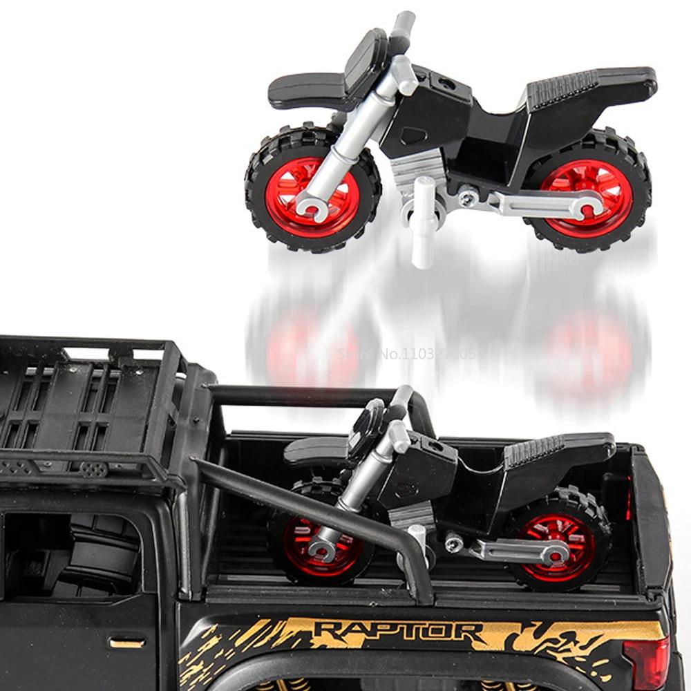 ABAF1 1/28 Scale Raptor F150 Alloy Truck Cars Model Toys Metal Diecasts Sound Light Pull Back Off-Road Vehicles for Kids Birthday Gift
