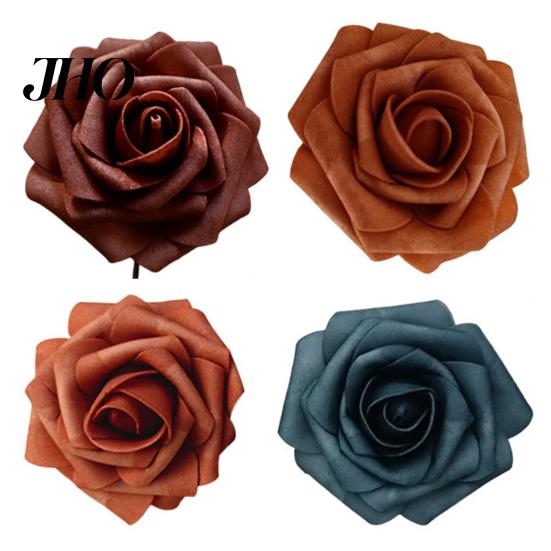 Aisle Decoration Flower 1 Box Artificial Flowers PE Foam Realistic Dahlia Rose Valentines Day Gift Home Roses Fake with Flexible Wire Stems