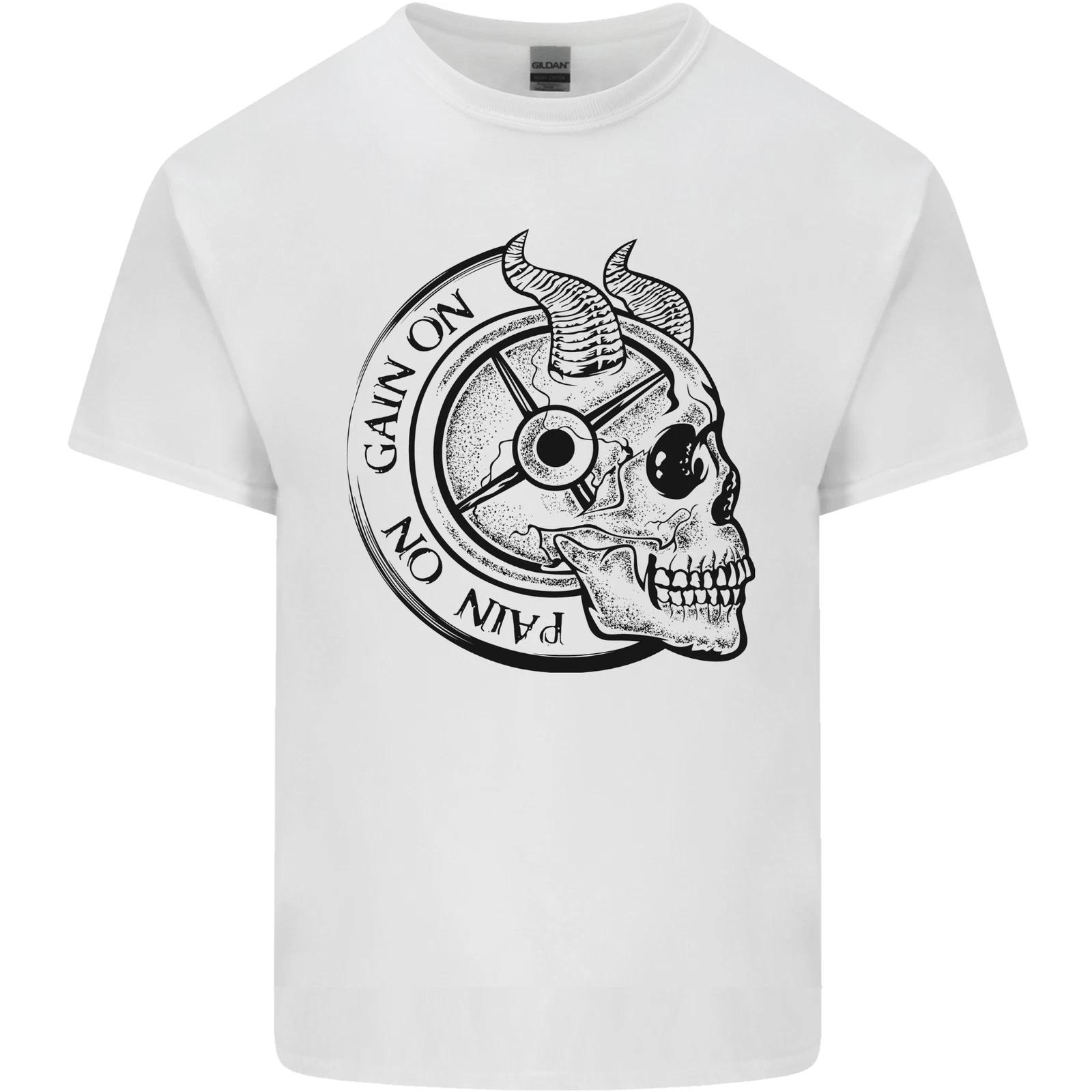 No Pain No Gain Devil Skull Gym Training Kids T-Shirt Childrens XL