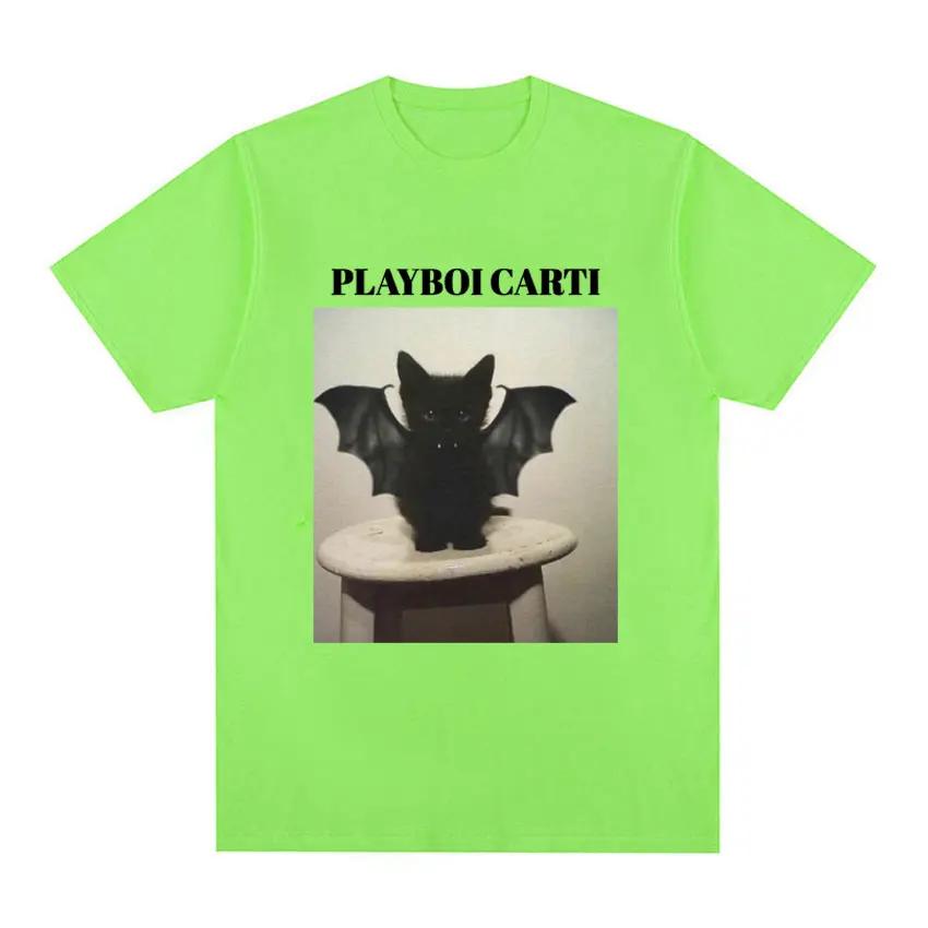 Limited Playboi Carti Funny Vamp Cat Meme Graphic T Shirt Men's Women 90s Vintage Hip Hop T Shirts 100% Cotton Oversized T-shirt