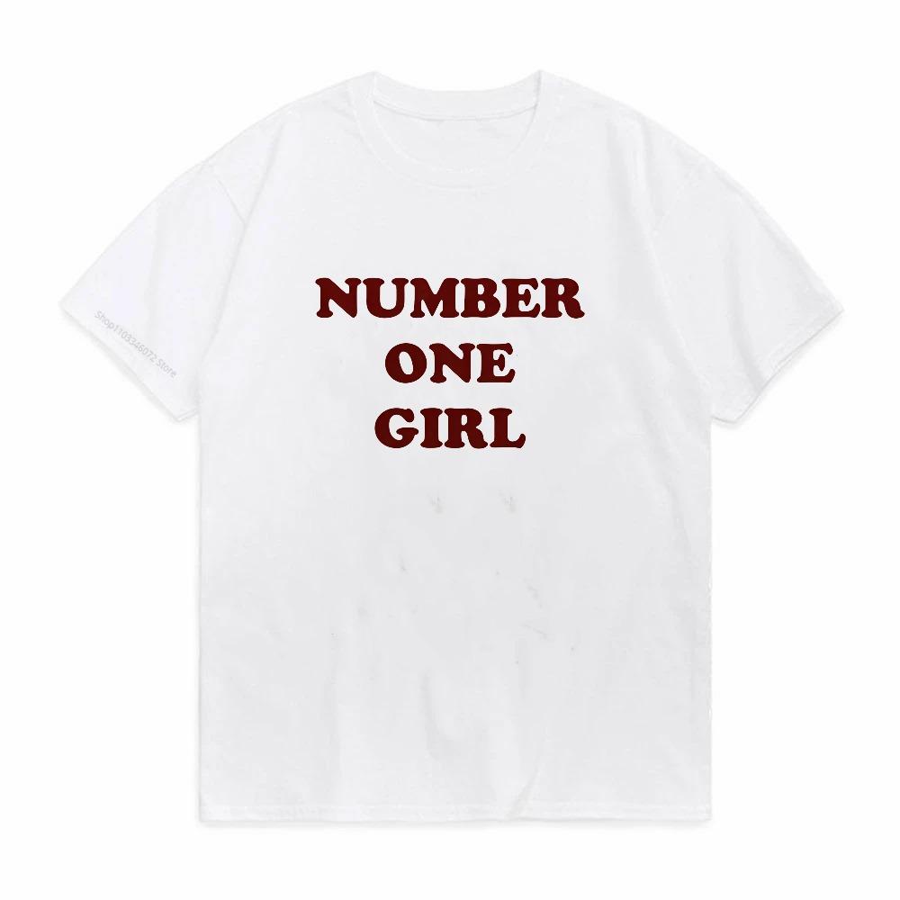 Number One Girl Letter Print T Shirt Unisex Women Clothing Harajuku Tops Tees Round Neck Short Sleeved Tshirt Summer Breathable Tee