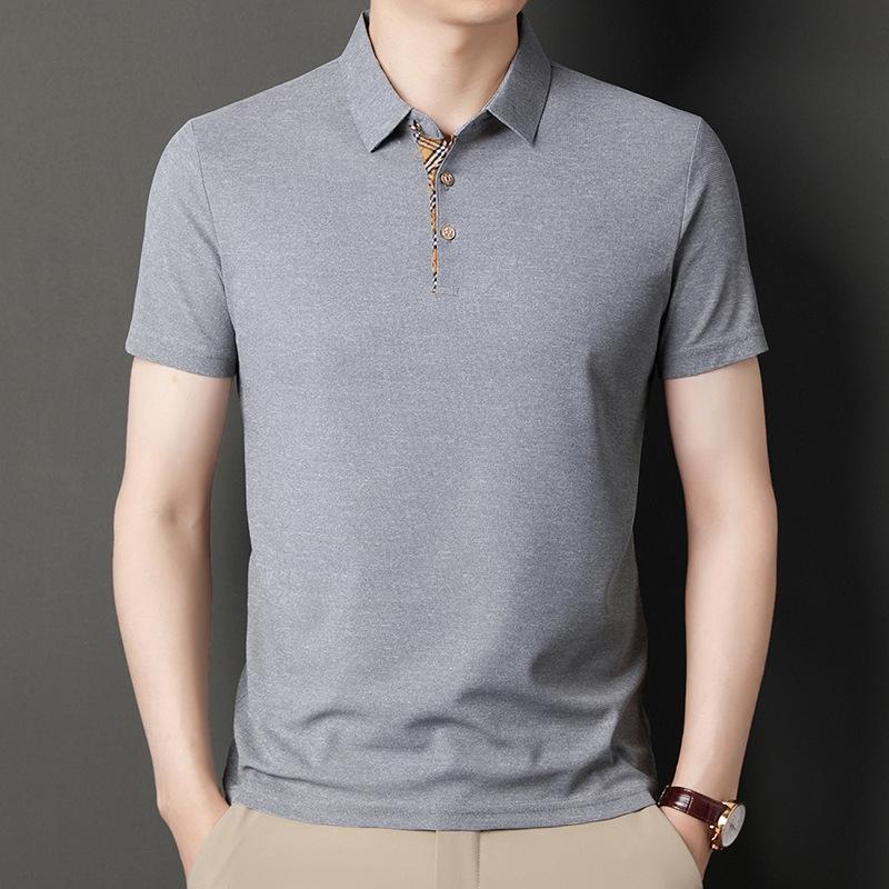 Summer New Style Waffle Breathable Short-sleeved T-shirt Loose Large Size Men's Thin Lapel T-shirt Bottoming Shirt