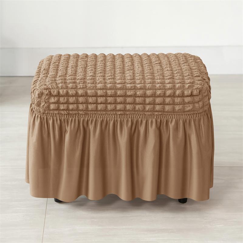 

1PC Bubble Fabric Footstool Cover Stretch Skirt Ottoman Stool Cover Anti-dirty Non-Slip Footrest Slipcover Living Room Bedroom