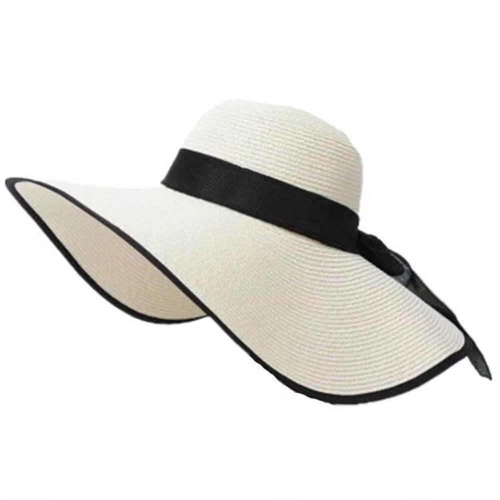 Wide Brim Straw Hat for Women - Summer Beach Sun Hat, UPF Sun Protection, Fashionable & Packable