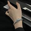 Full Diamond Zircon Emerald Leopard Head Open Bracelet Women'S Light Luxury High-End Niche Design Heavy Industry Personalized Bracelet
