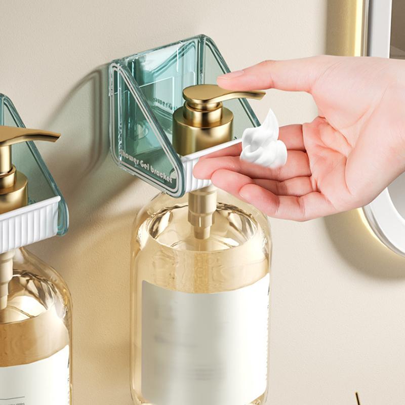 2Pcs Punch-Free Shower Gel Bottle Rack Wall Mounted Adjustable Storage Rack Shampoo Bottle Dispenser