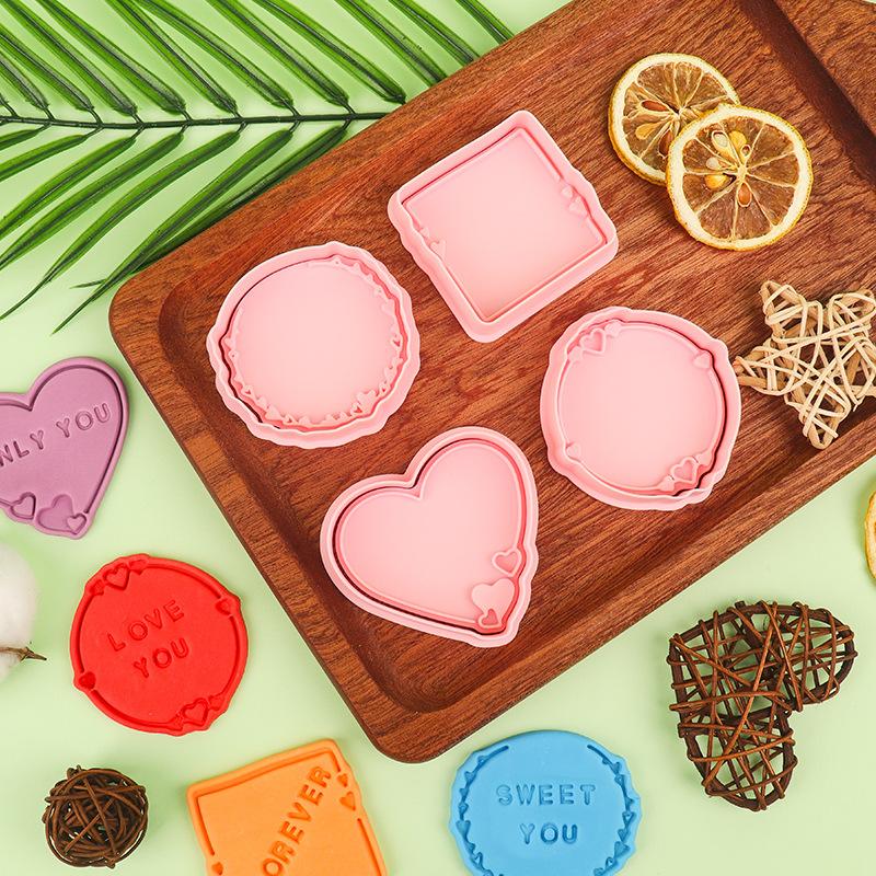 1/4Pcs 3D Valentine'S Day Wedding Cookie Cutters Biscuit Mold Cookie Mould Stamp Party Decor Baking Tools