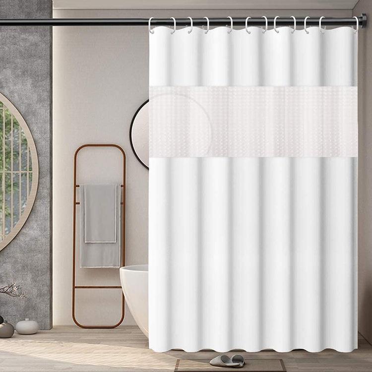 3D Splicing Peva Shower Curtain, Waterproof Bathroom Curtain Bathroom Curtain Without Punching Holes Thickened With Hook