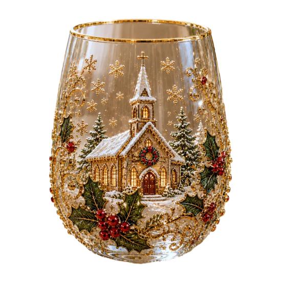 Bicchieri Unici per Feste di Natale 330ML Bicchiere d'Acqua in Vetro, Motivo Ghirlanda/Babbo Natale/Alce/Calze/Pupazzo di Neve Vetro Festivo Edizione Limitata Regalo