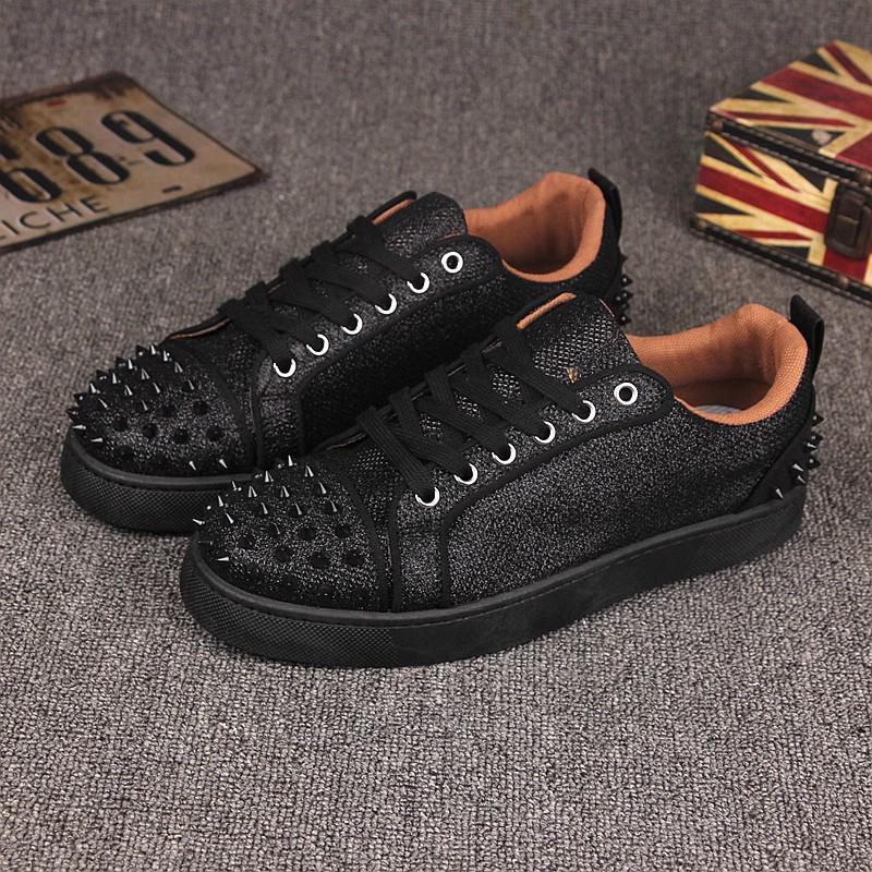 Spirited Young Men's 2025 Spring Red Bottom Luxury Skate Shoes with Studs - Trendy, Versatile Streetwear