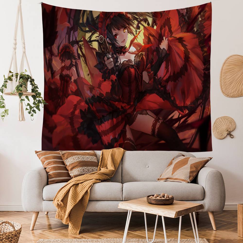 Tokisaki Kurumi Cartoon Printed Large Wall Tapestry Art Science Fiction Room Home Decor Decor Blanket