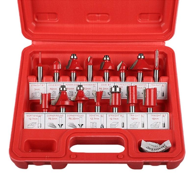 15-teiliges legiertes Stahl-Oberfräser-Bit-Set mit 1/4" Schaft für präzise Holzbearbeitung und Kantenprofilierung, Möbelbauprojekte
