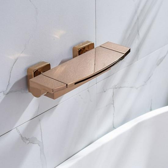 Brass Waterfall Bathtub Faucet Set with Black Exposed Edge and Hot/Cold Shower Head
