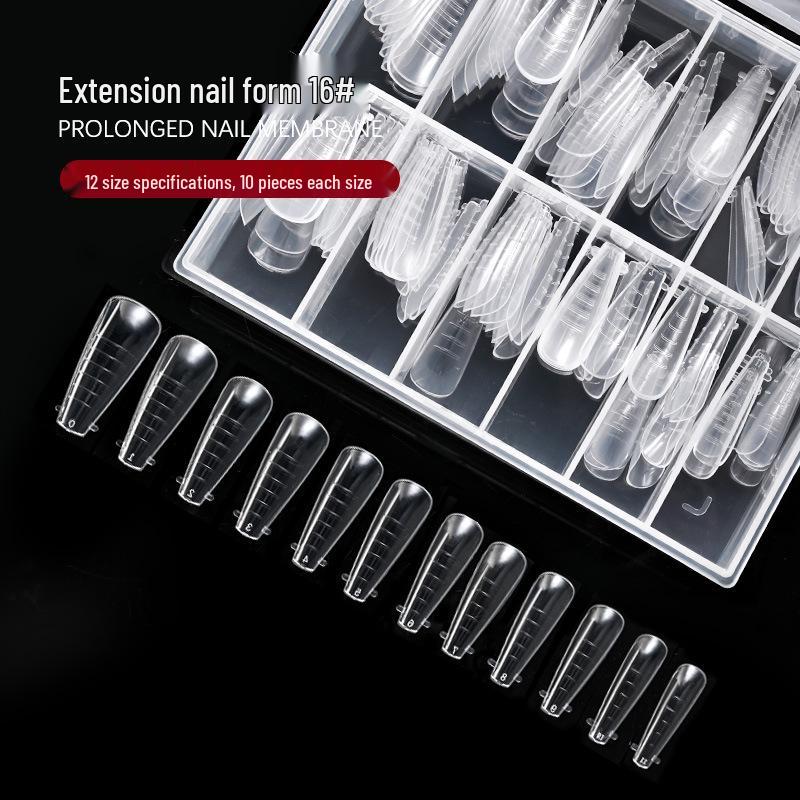 Nail Art Crystal Extension Molds - 120-Piece Gel Nail Tips Set with Scaled Forms, Paperless, Size 16#