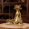 Alloy Zen Meditation Frog Statue Aesthetic Vintage Texture Small Decor for Tea Table Home Office Gift