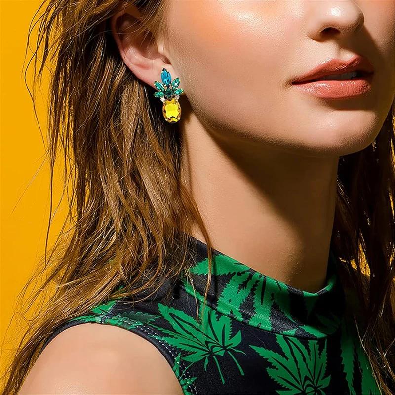 Fruit Pineapple-Shaped Drop Earrings for Women Personality Funny Earrings Colorful Cute Female Daily Jewelry Girls Gifts