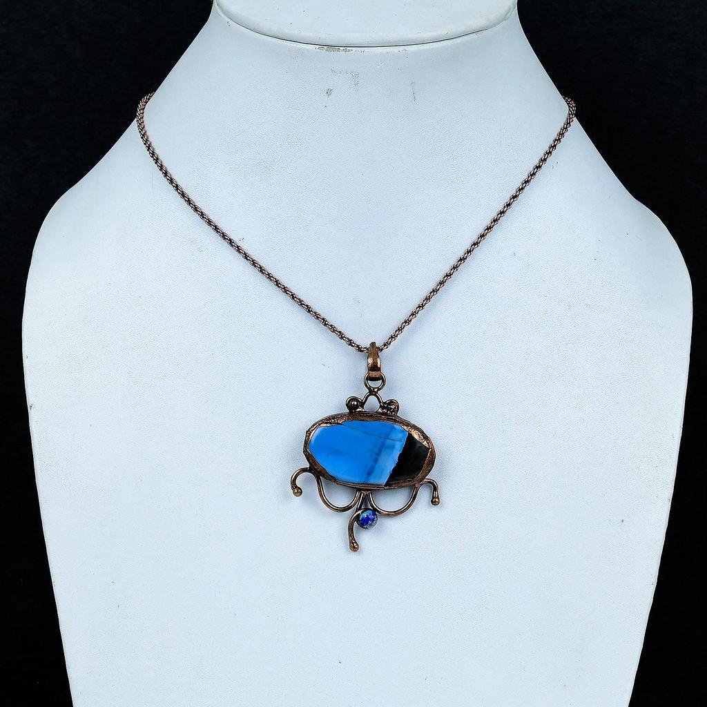 Owyhee Opal Pendant, Copper Electroformed Jewelry, Gemstone Pendant, Gift For Her Handmade Dainty Jewelry