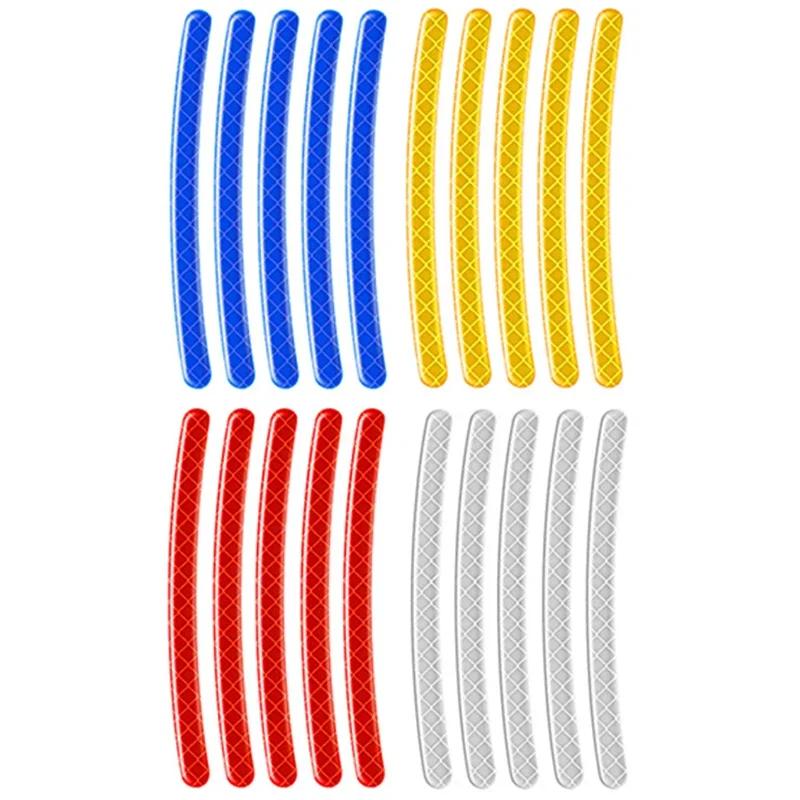 20Pcs Colorful Reflective Strips Car Motorcycle Wheel Hub Stickers Car Styling Decal Sticker Auto Moto Decor Decals Accessories