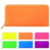 Trendy Yamagishi Fluorescent Color Long Wallet, Genuine Leather, Women's, Card Slots, Coin Purse, Bill Compartment, Round Zipper, Neon Orange
