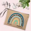Rainbow Teacher Pencil Case Personalized Custom Name Linen Stationery Supplies Storage Bags Travel Neceser Makeup Bag Best Gifts