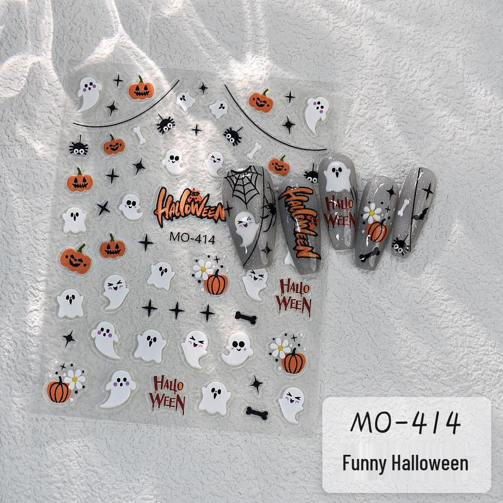Kou Yan Halloween Cartoon Series Nail Art Stickers – Cute Ghost & Spider Embossed Designs