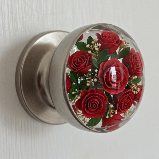 Decorative Door Knob Round Clear Flower Animal Door Handle Nature Inspired Home Office Door Knob Hardware Replacement Home Improvement