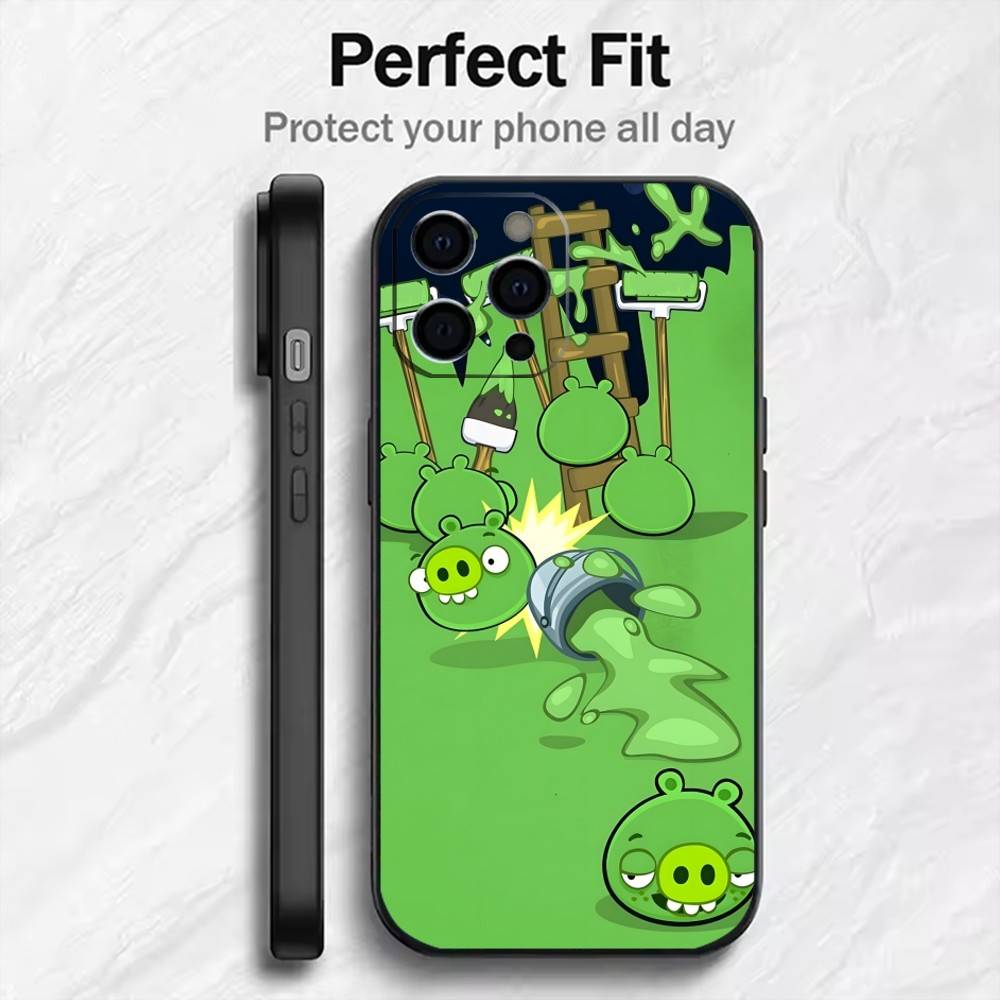 Classic Game A-Angry B-Bird Phone Case For iPhone17,16,15,14,13,12 Plus,Max Soft Silicone Black Cover iPhone12PROMAX